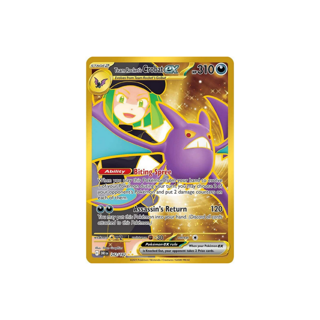 Team Rocket's Crobat ex 242/182 Sv10 Destined Rivals Hyper Rare Holo Full Art