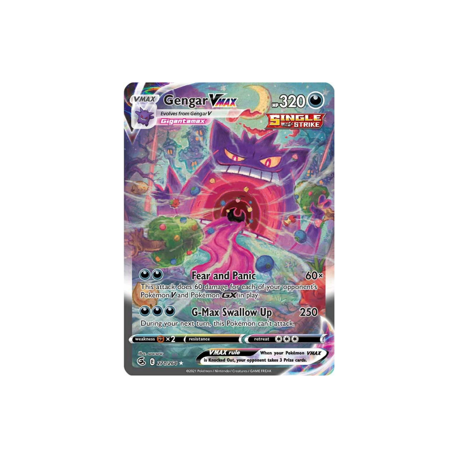 Gengar VMAX - 271/264 - Pokemon Fusion Strike Sword & Shield Alternate Art MP