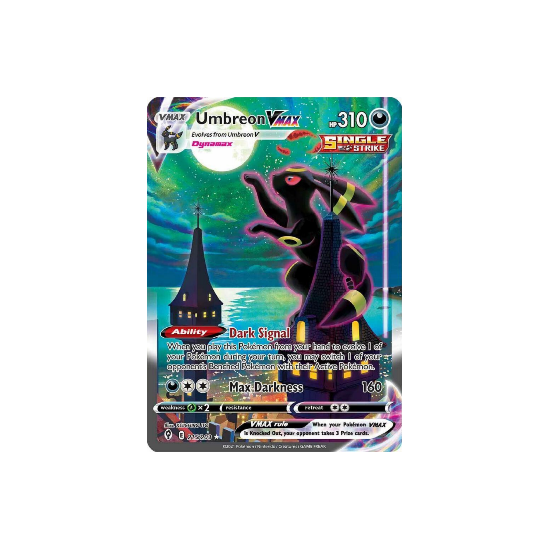 Umbreon Vmax 215/203 Evolving Skies Secret Rare Holo Alt Art NM