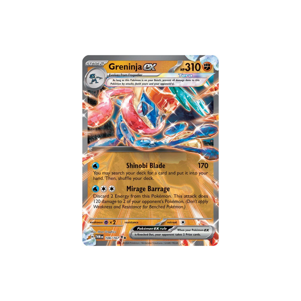 Greninja ex 106/167 Twilight Masquerade Ultra Rare Holo Pokemon Card LP+