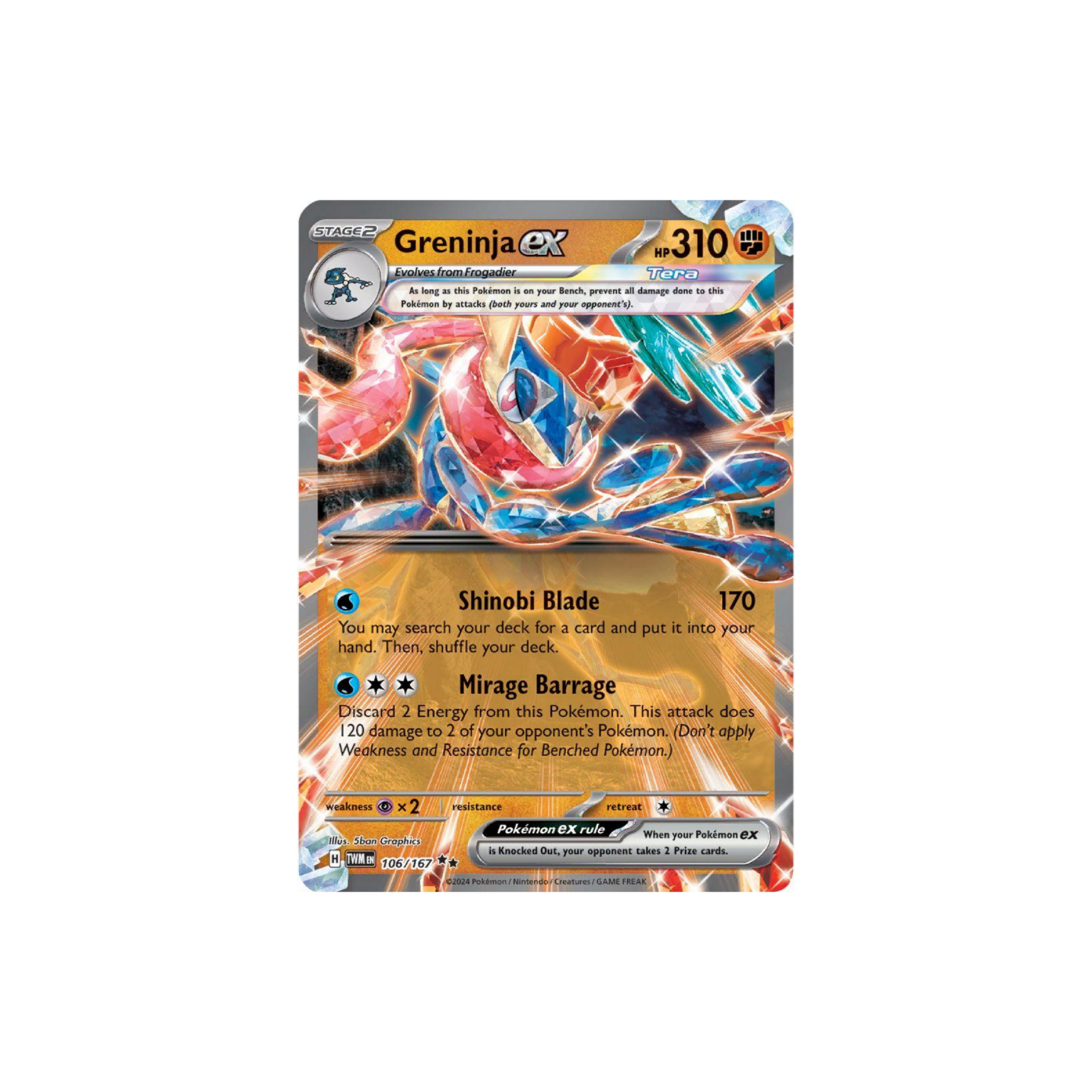 Greninja ex 106/167 Twilight Masquerade Ultra Rare Holo Pokemon Card LP+