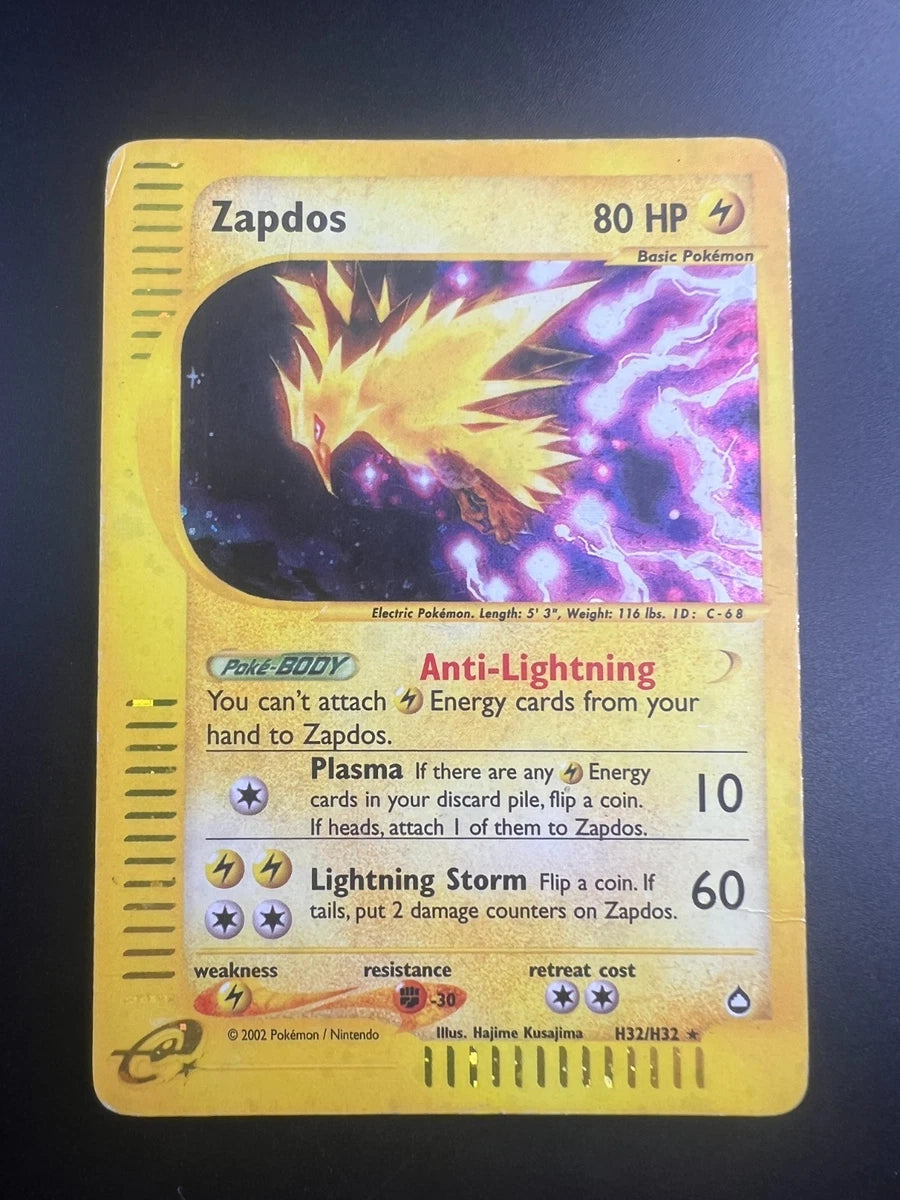 Zapdos - H32/H32 - Pokemon Aquapolis Holo Rare Card MP